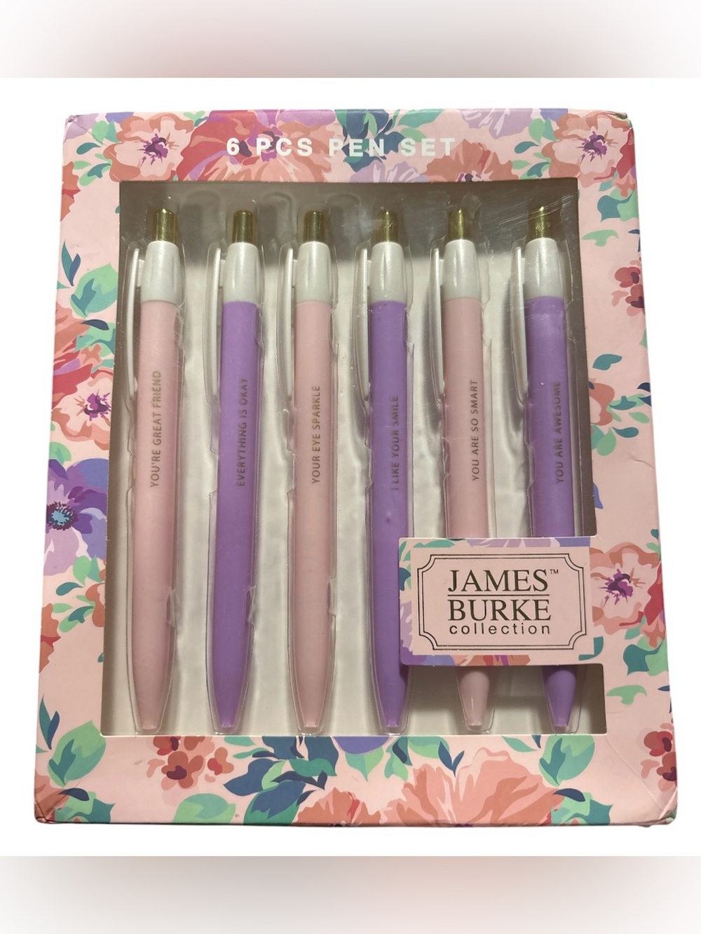 Pastel Pink & Lavender Ballpoint Pen Set - 6 Pack